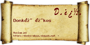 Donkó Ákos névjegykártya